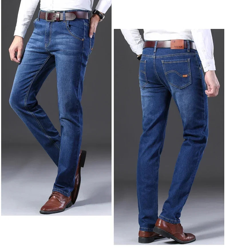Classic Black Men's Jeans Straight Leg Baggy Plus Size Pants Wear Comfortable Dark Pants Thin Pants for Dad Gift Dad Pants - You Offer