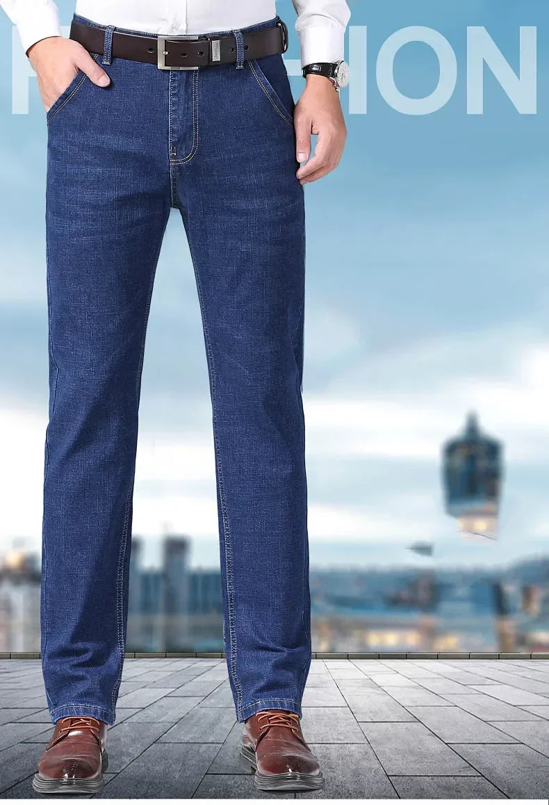 2025 New Spring Fashion Men's Jeans Business Casual Stretch Straight Denim Trousers Classic All Match Male Brand trousers Clothi - You Offer