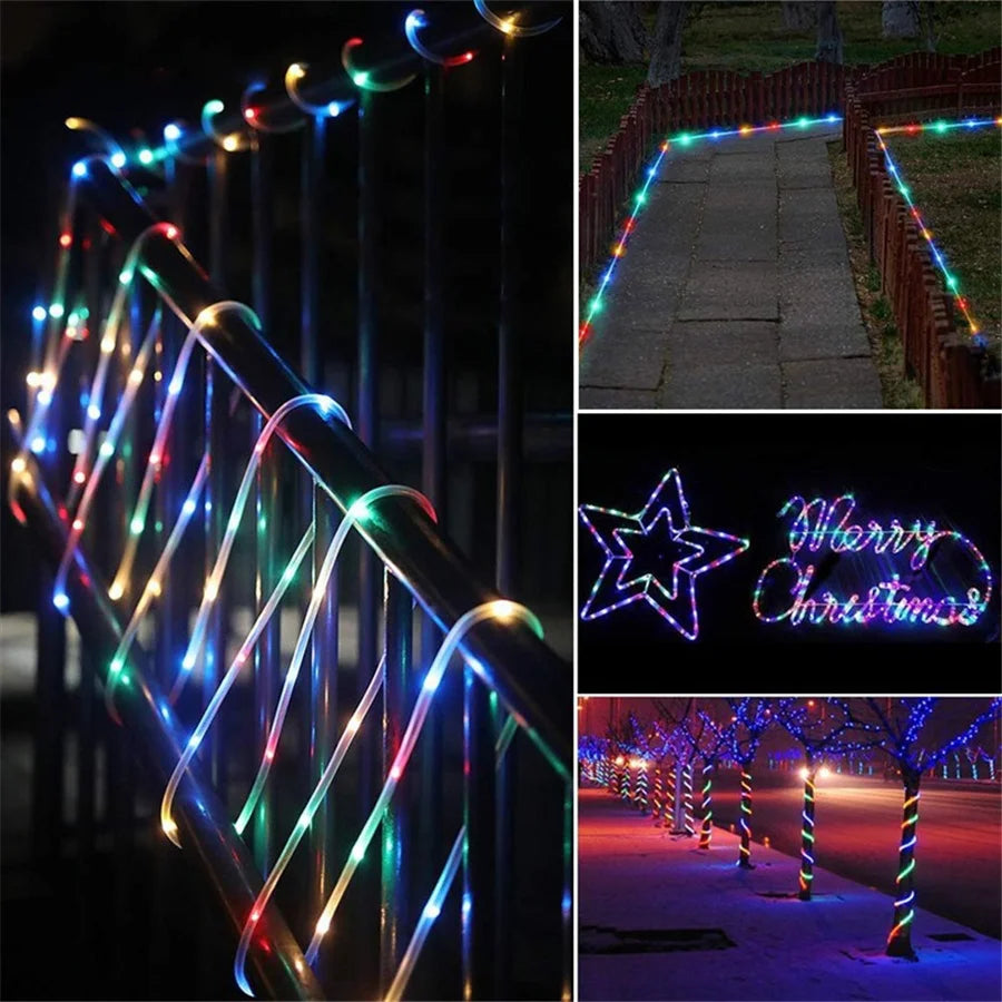10M 20M 30M LED Tube Rope String Light Outdoor Waterproof 8 Modes Christmas Garland Fairy Lights for Garden Yard Path Tree Decor