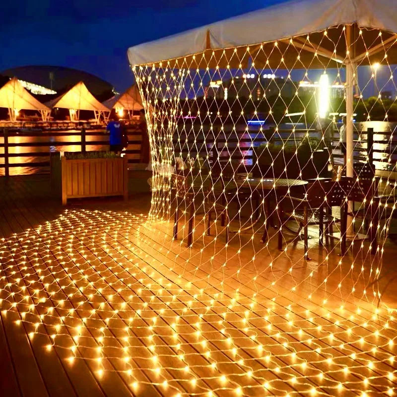 Net LED String Lights 8Modes 220V 110V EU Plug Festival Christmas Decoration Halloween New Year 2026 Wedding Party