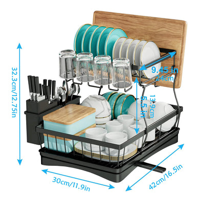 Large 2-tier dish drying rack for kitchen countertops, removable large-capacity dish draining rack - You Offer