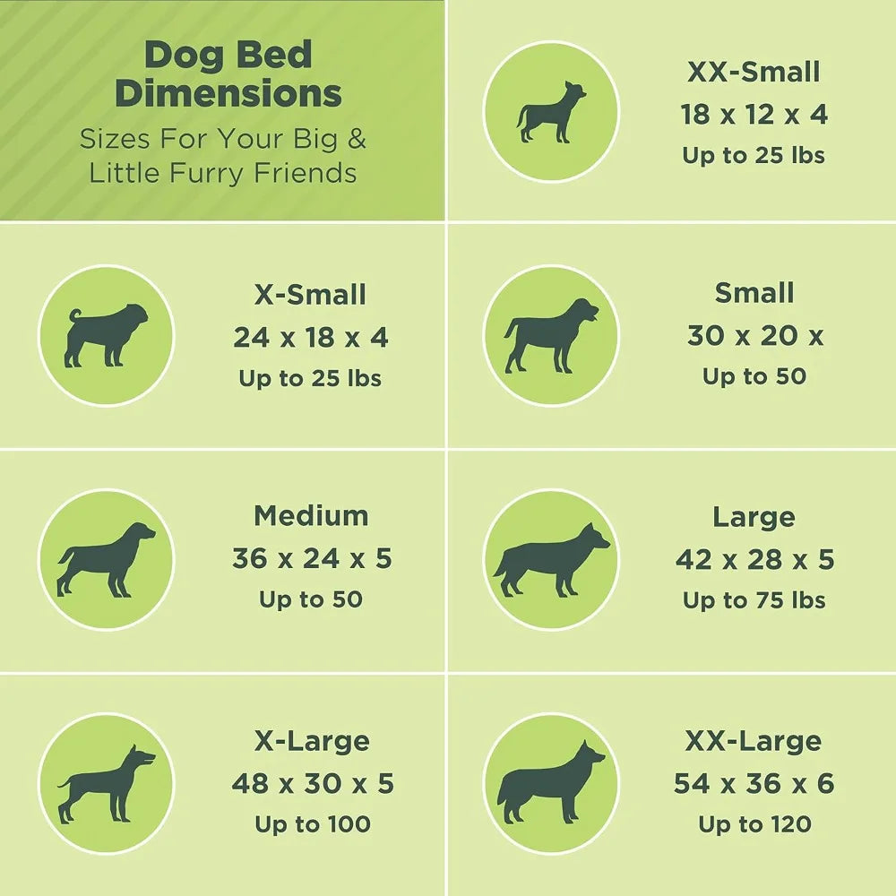 X-Large - 48 x 30 x 5 Premium Organic Hemp Dog Bed Organic Latex Fill - Removeable Cover