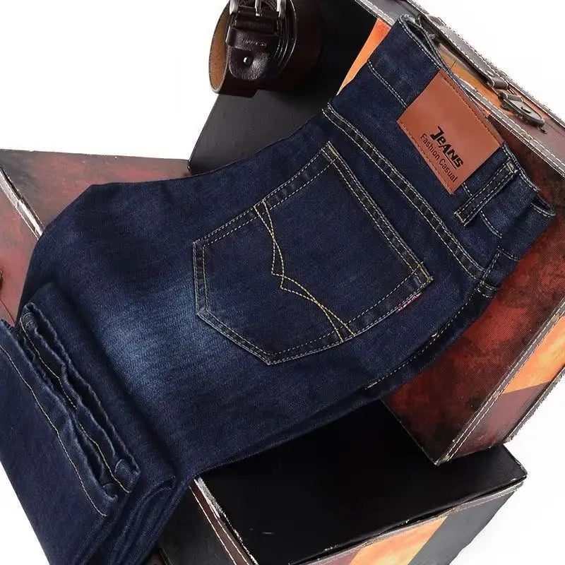 2025 Spring/Summer New Men's Jeans Micro Elastic Loose Straight Tube Business Casual Men's Pants Boutique Denim Series - You Offer
