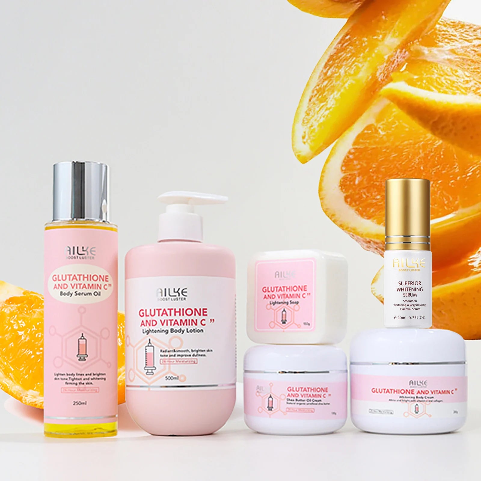 AILKE Whitening Remove Black Spots Facial Skin Care Lotion Moisturizing Cream Body Glutathion Vitamin C Black Skin Face New Set