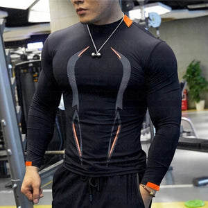 Men Long Sleeve t-Shirt Quick Drying Compression Gym t Shirt Man Oversized Casual Shirts Tops Breathable Blouse Tees Men Clothes