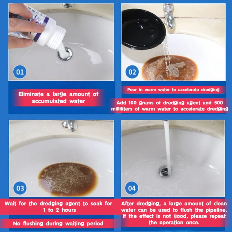 100g Kitchen pipe dredge agent sink bathroom cleaning deodorization toilet sink strong dredge cleaner sewer hair floor drain