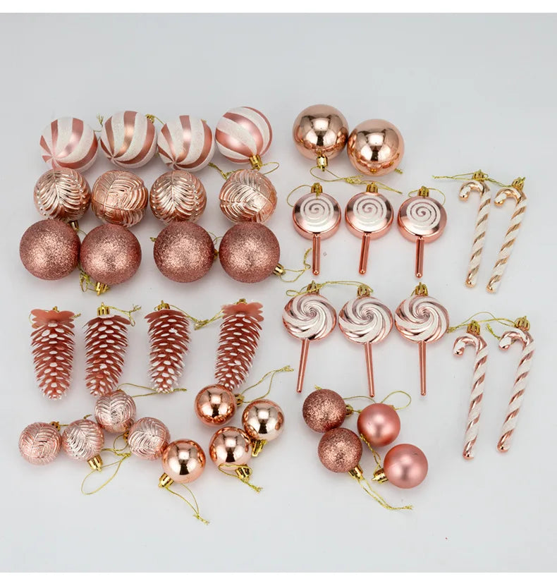 29/40/50pcs Silver Red Special-shaped Christmas Ball Ornaments Christmas Tree Party Decoration Christmas Spheres Pendant New