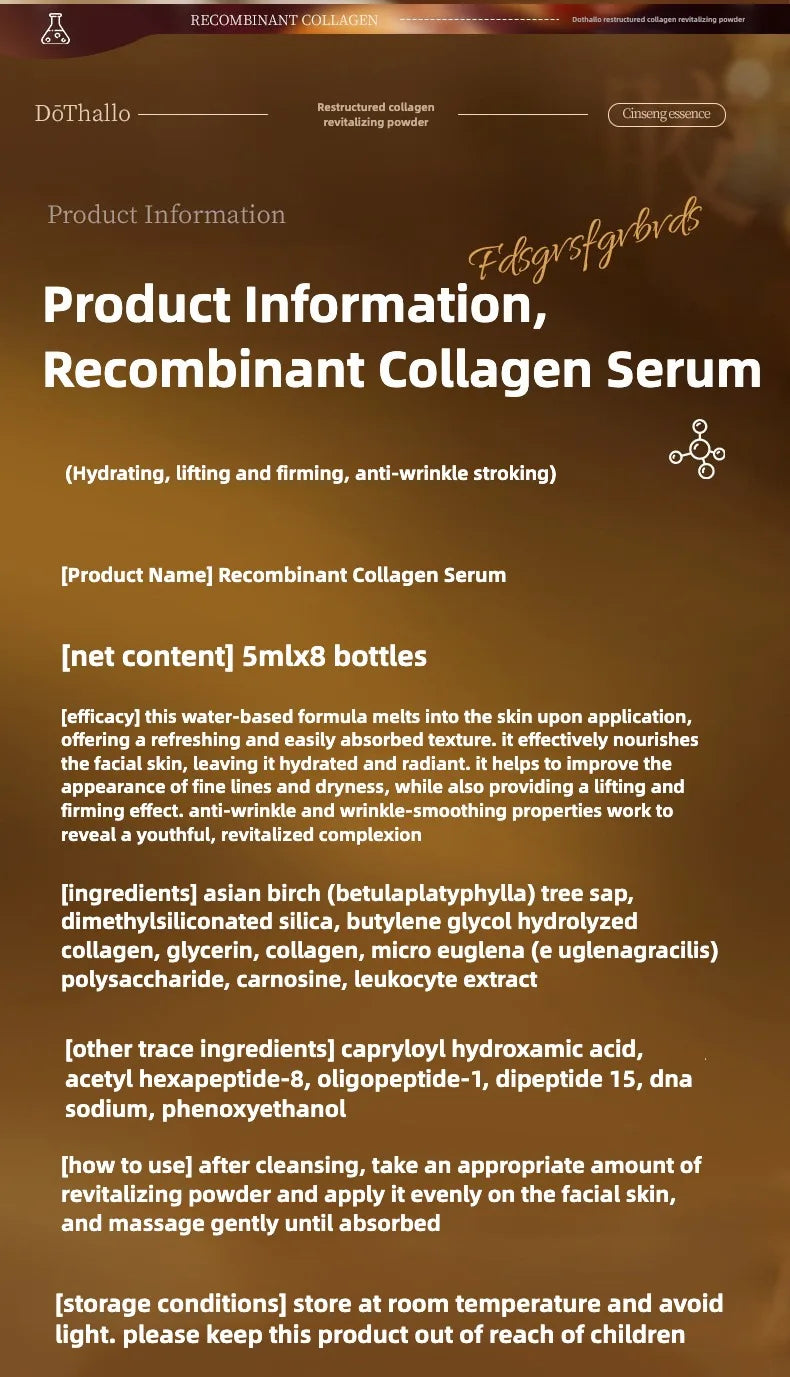 Recombinant Collagen Anti-wrinkle Essence Repair Firm Smooth Hyaluronic Acid Anti Wrinkle Aging Whitening Dark Spot Skin Care