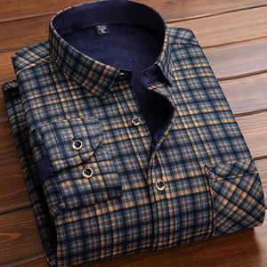 Autumn and Winter New Fashionable Plush Thick Warm Checkered Shirt for Men's Casual Loose Sports Large Size High Quality Shirt