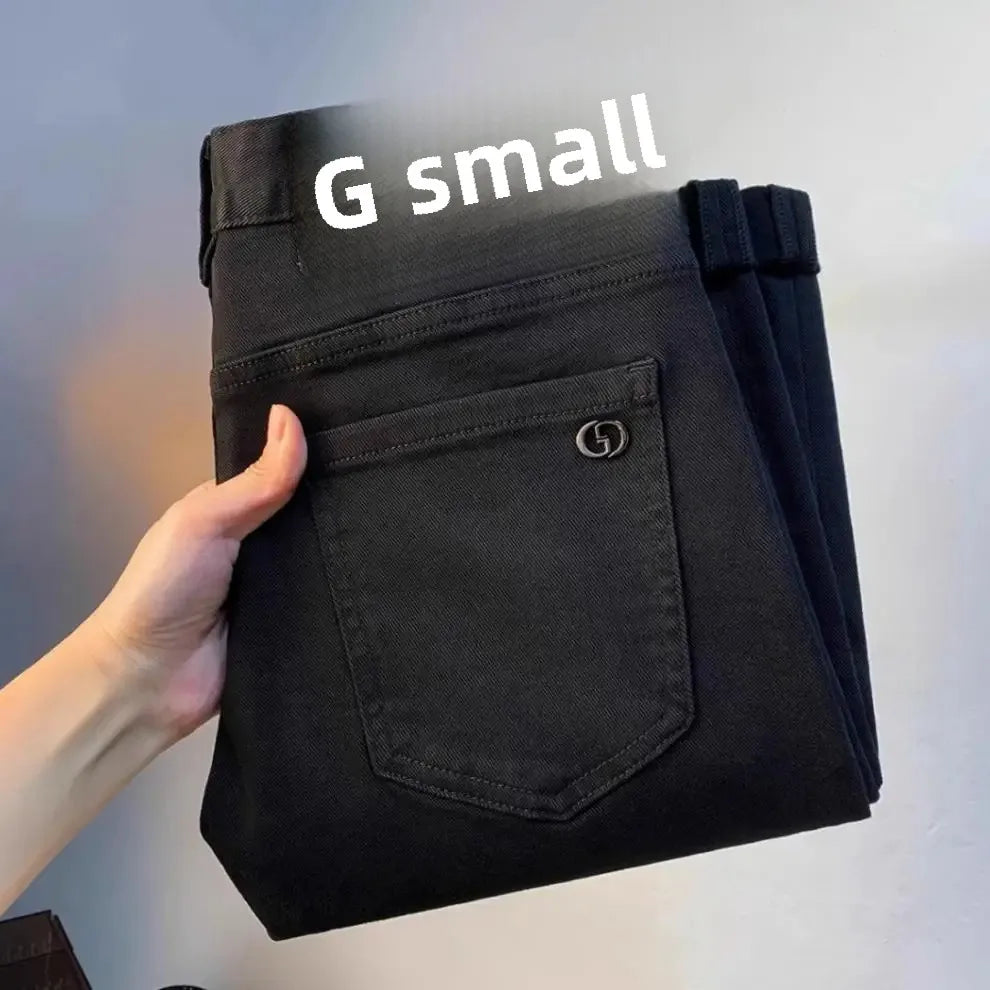 Spring Autumn Men's Elastic Slim Fit Casual Jeans Trendy Loose High End Brand Fashionable Long Trousers Popular Style - You Offer