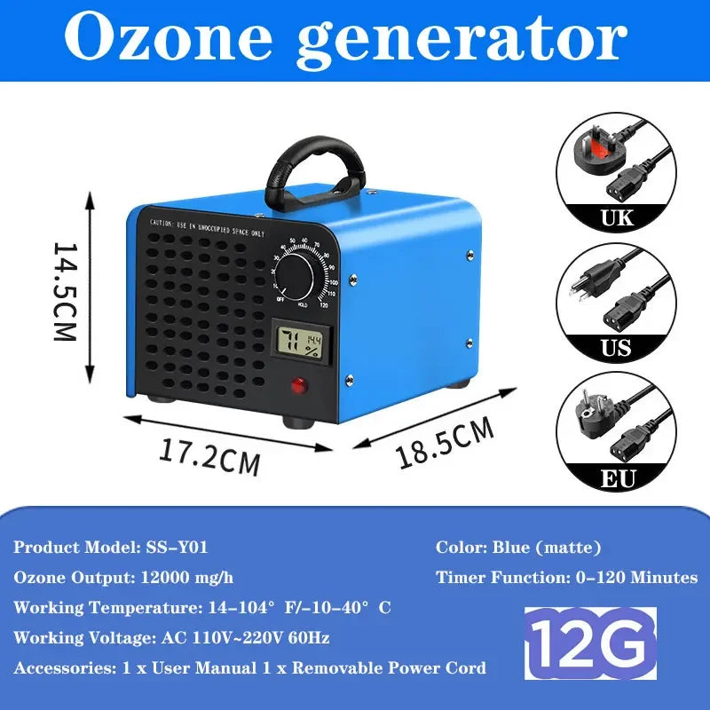 12g Ozone Machine Ozone Generator Air Purifier Remove FormaldehydeOdor Deodorize Home Kitchen Office Car Ozon Cleaner Ozonizador