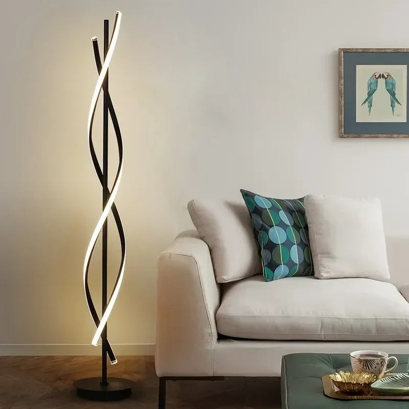 Minimalist creative floor lamp, bedroom living room personalized atmosphere lamp,Nordic minimalist LED circular curve floor lamp