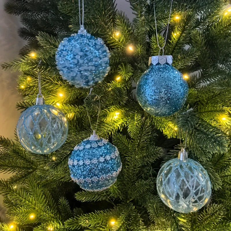 16pcs/set New Style Christmas Ball Set Glitter Deco Ball with Round Shapes for Christmas Tree Hanging Ornaments Plastic Material