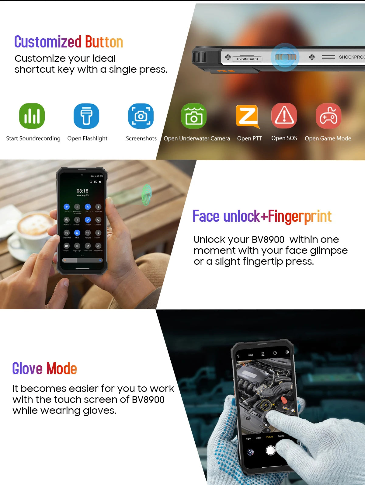 [World Premiere] Blackview BV8900 Rugged Smartphone Android 13 6.5'' Display 16GB 256GB Helio P90 Mobile Phone Thermal Cellphone