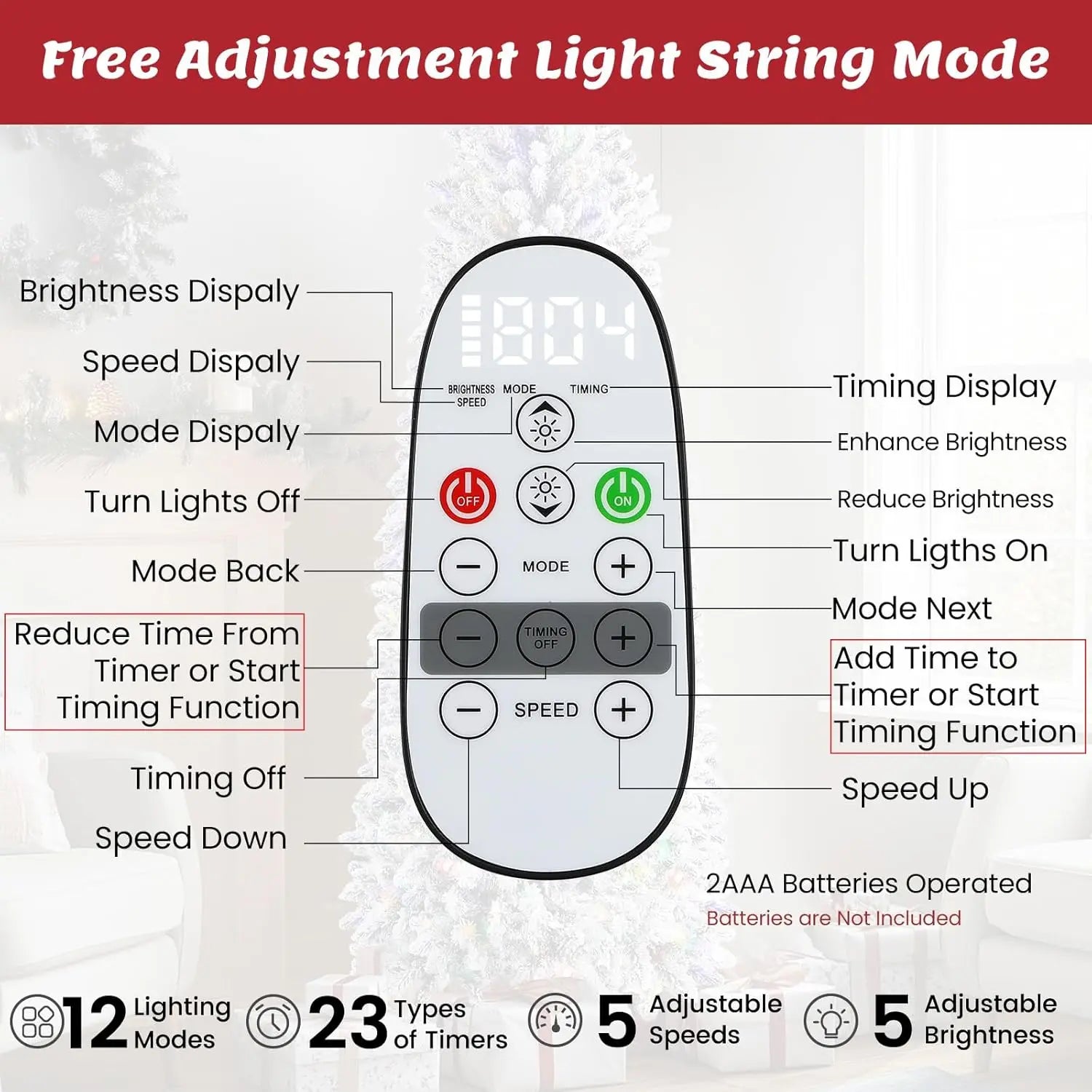 7ft Flocked Pencil Christmas Tree, Artificial Xmas Tree with Warm White & Multi-Color Lights, Remote Control