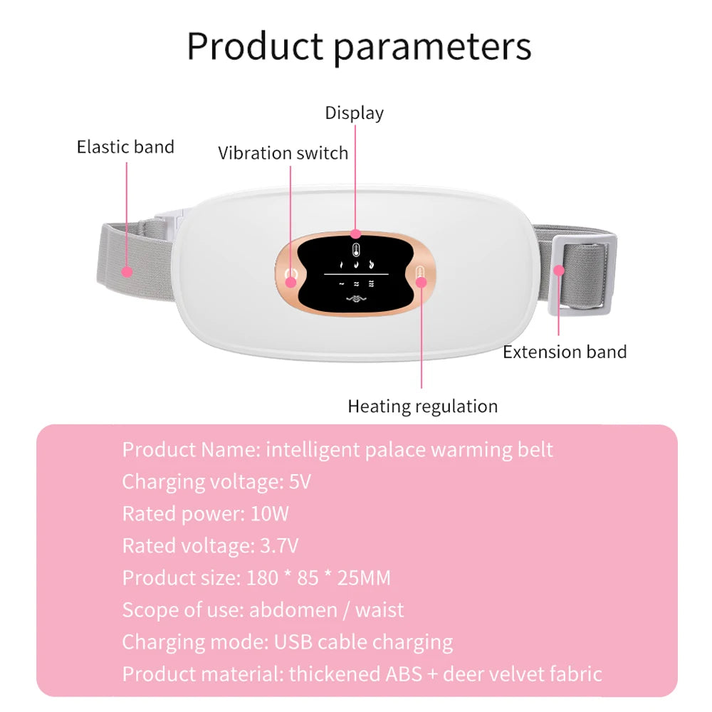 Electric Period Cramp Massager Vibrating Heating Belt for Menstrual Waist Stomach Abdominal Warm Palace Belt - You Offer