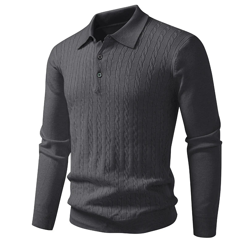 Animal Game Mens Polo Shirts V Neck Long Sleeve Knitted Button Polo Sweaters Casual Dress Pullover Outdoor Men's Cold Blouse