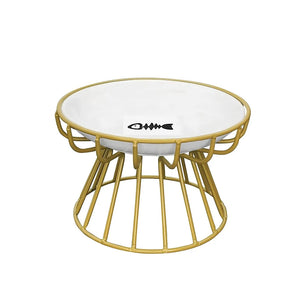 2024 New Pet Ceramic Bowl Iron Rack Cat Food Snacks Canned Plate Anti-Black Chin Anti-Turning Water Does Not Leak Easy To Eat