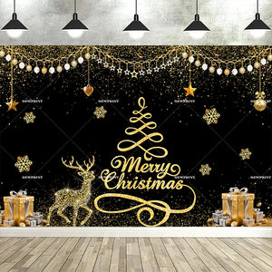 Dewprint Christmas Backdrop Background Banner Fireplace Theme Winter Xmas Tree Indoor Decor Family Holiday Party Portrait Photo