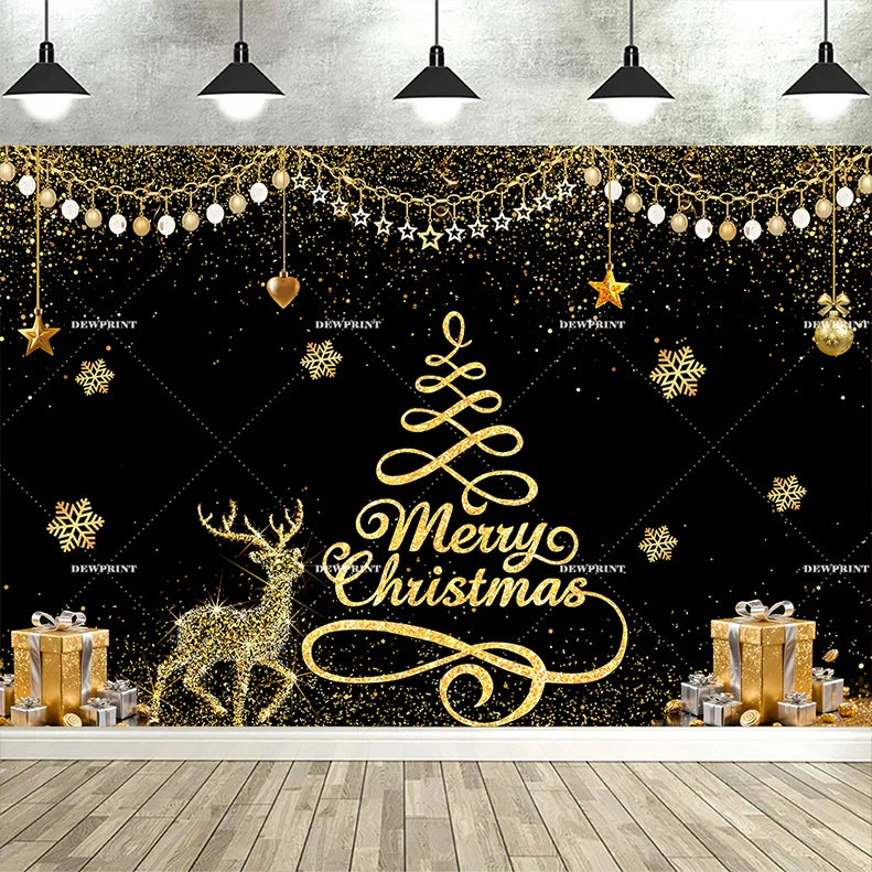 Dewprint Christmas Backdrop Background Banner Fireplace Theme Winter Xmas Tree Indoor Decor Family Holiday Party Portrait Photo