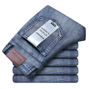 Wthinlee New Business Men's Jeans Casual Straight Stretch Fashion Classic Blue Black Work Denim Trousers Male Brand Clothing - You Offer