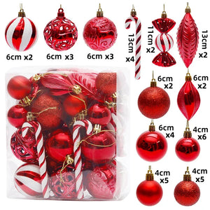 29/40/50pcs Silver Red Special-shaped Christmas Ball Ornaments Christmas Tree Party Decoration Christmas Spheres Pendant New