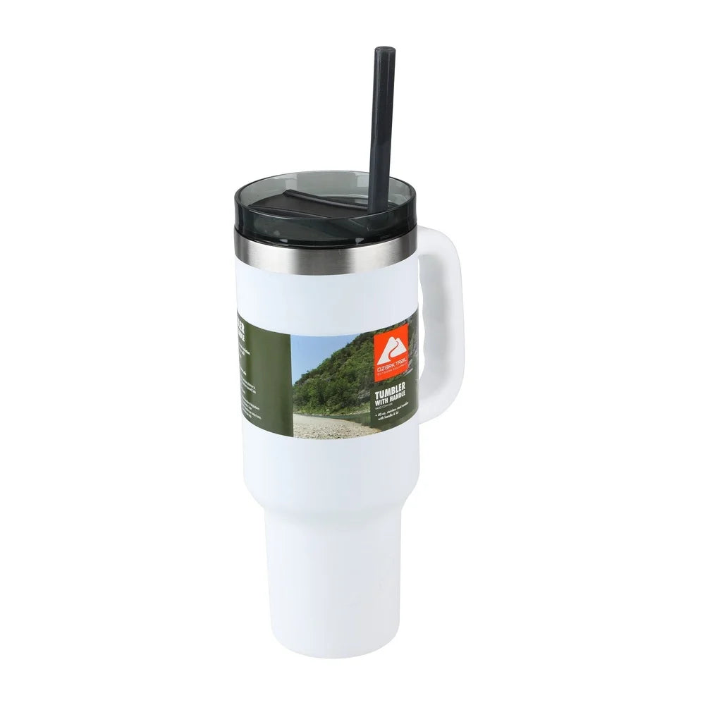 40 oz Insulated Stainless Steel Tumbler with Straw Lid Sweat-Free Durable Drinkware Hot Cold Beverages Outdoor Activities Sports - You Offer