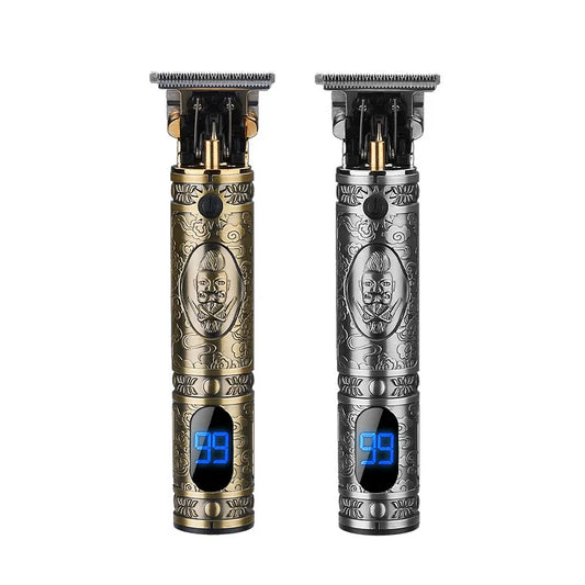 LCD Power Display Hair Clippers Full Metal Embossed Body T9 Hair Trimmer Sharp Blade Low Noise Barber Salon Engraving Styling - You Offer