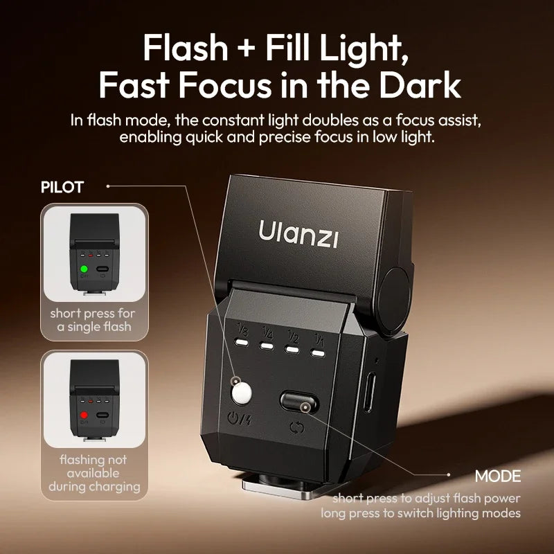 Original Ulanzi SL03 Firefly Mini Flip Flash Micro Single Camera Ricoh Compact Photography Constant Illumination Auxiliary Light