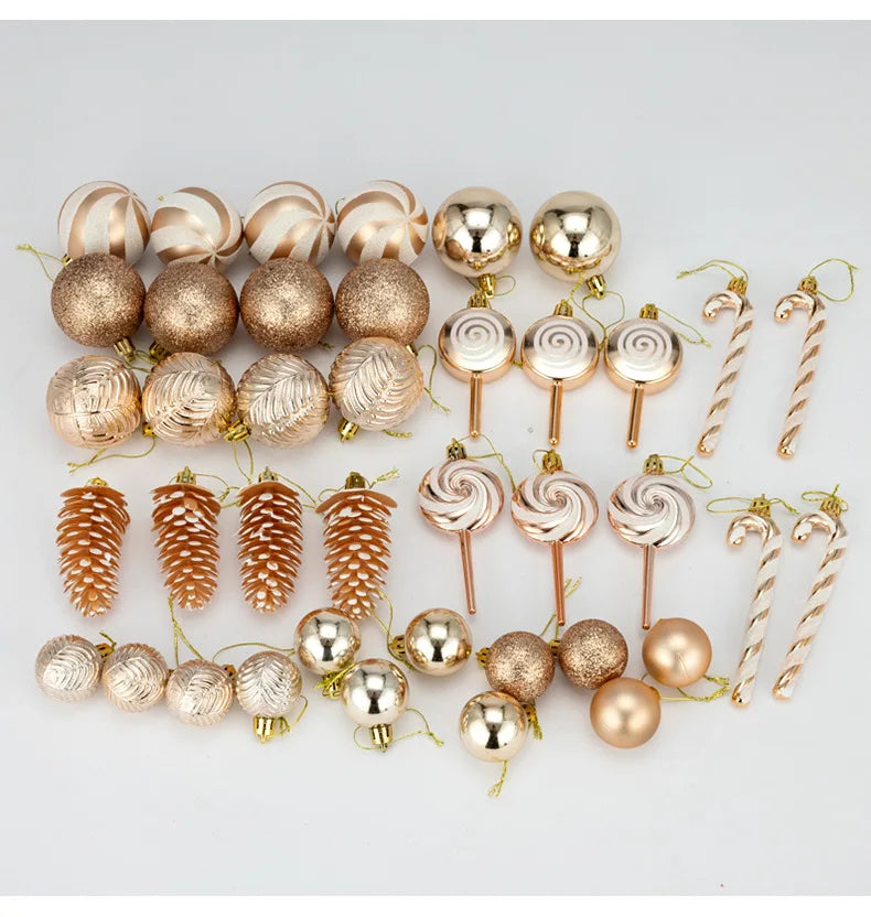 29/40/50pcs Silver Red Special-shaped Christmas Ball Ornaments Christmas Tree Party Decoration Christmas Spheres Pendant New