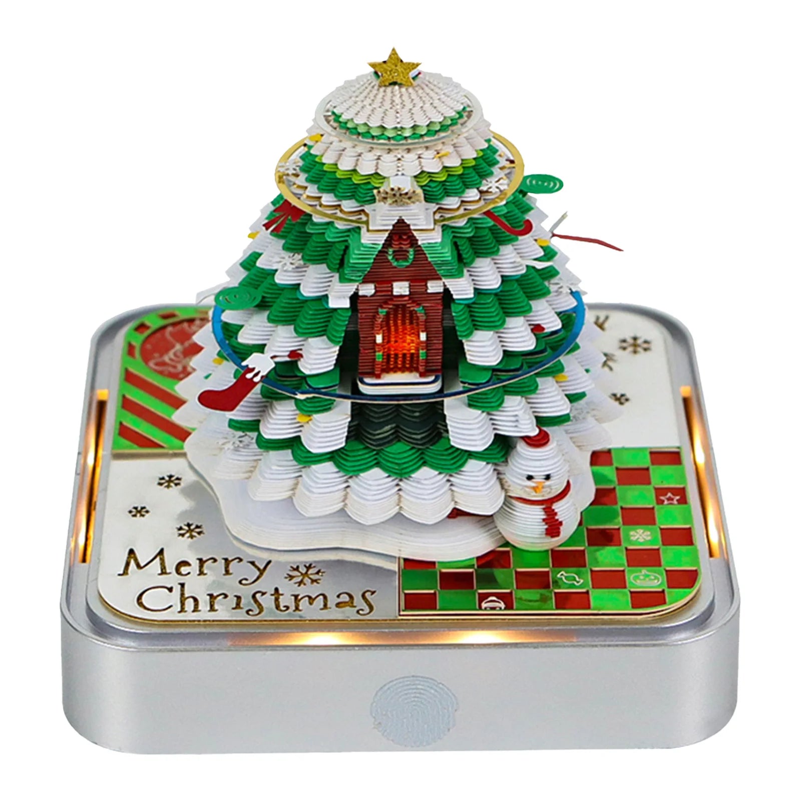 Desk Time Piece Calendar 2026 Desk Calendar With Light 3D Tear-away Calendar Paper Carving Art Memo Pad Notepad Christmas