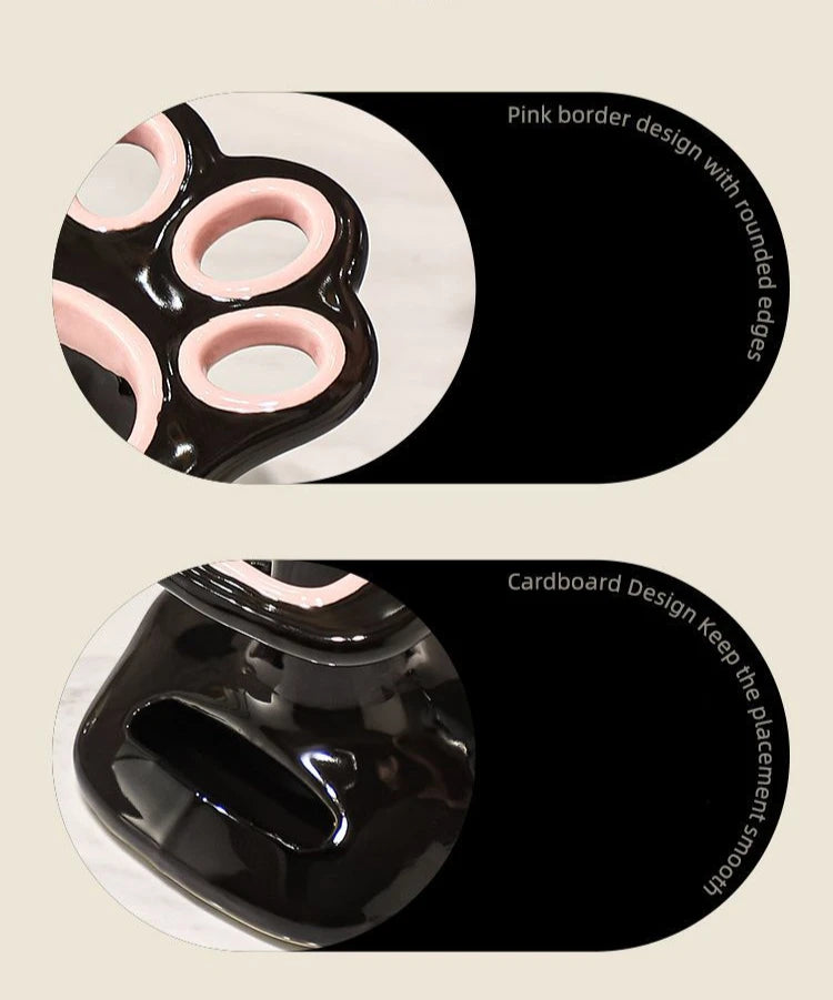 Cat Paw Shape Ceramic Toothbrush Holder Cute No Punching Toothbrush Holder Base Makeup Brush Storage Bathroom Accessories Tool