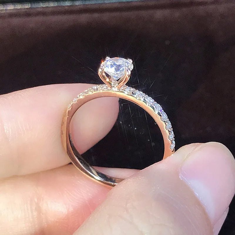 6mm Round Cut CZ Solitaire Engagement Wedding Ring for Women Girl Size 5-11 - You Offer