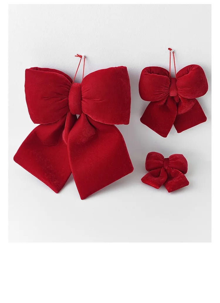 Velvet 3D Christmas Bow Christmas Tree Pendant Christmas Decoration Fence Stair Railing Fireplace Decoration