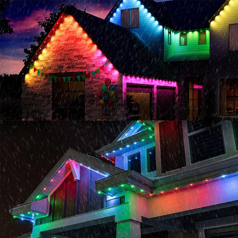 RGB 30M Eaves Lights Smart Bluetooth Permanent Outdoor Lights Outdoor Waterproof Garden Lighting Strings Decor Christmas Lights