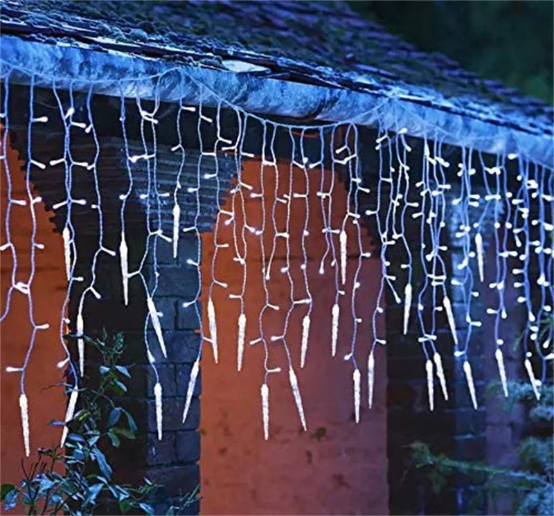 5-36M LED Curtain Icicle String Lights Christmas Garland Waterfall Outdoor Garden Decoration Fairy Light For Street Eaves Patio