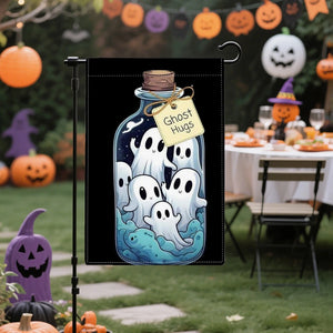 Halloween Skull Pumpkins Double-Sided Linen, 12x18 Inches, Home Outdoor Yard Holiday Party Decorations (Flag Pole Not Included)