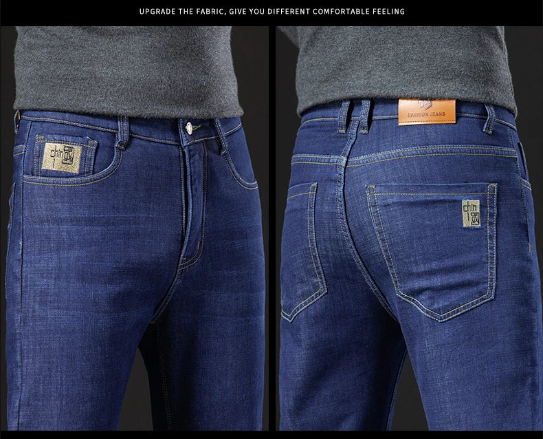 Winter Lamb Fluff Denim Straight Pants Men Thicken Big Size 40 Jeans High Waist Stretch Jeansy Fleece Lined Warm Slim Vaqueros - You Offer