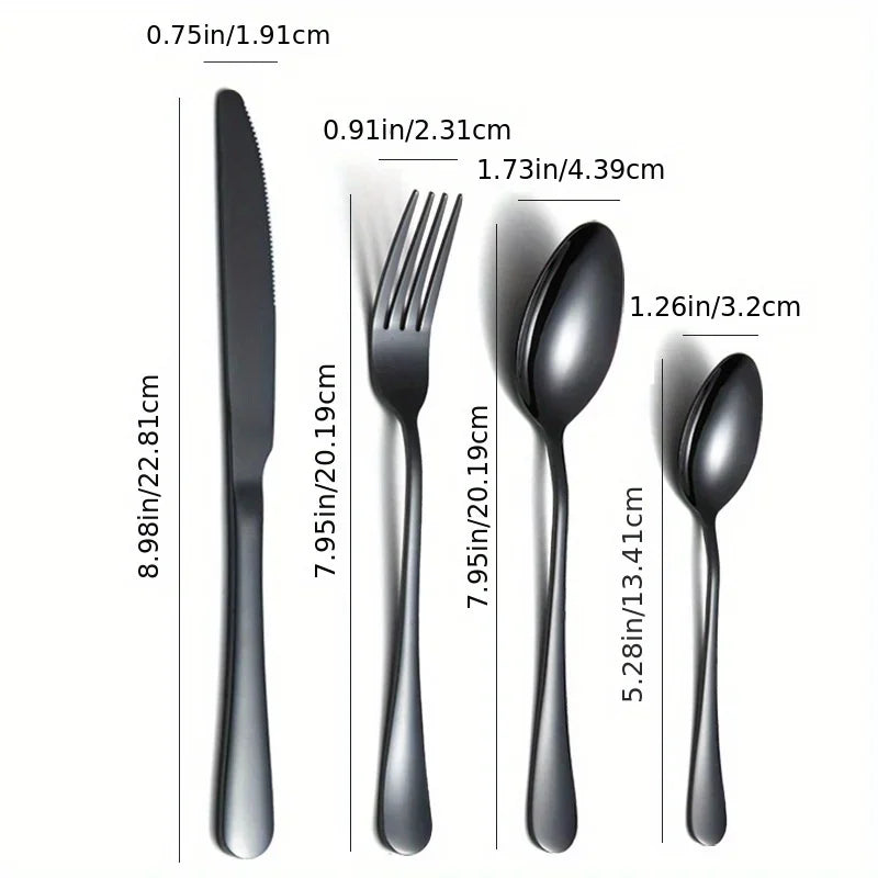 24-Piece Stainless Steel Cutlery Set Knives, Forks, Spoons & Teaspoons - Durable Stylish Design - Perfect for Home Dining - You Offer
