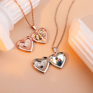 MaiLun 1pc Custom Photo Heart Locket Pendant Necklace Women Necklace Personalized Souvenir Gift - You Offer