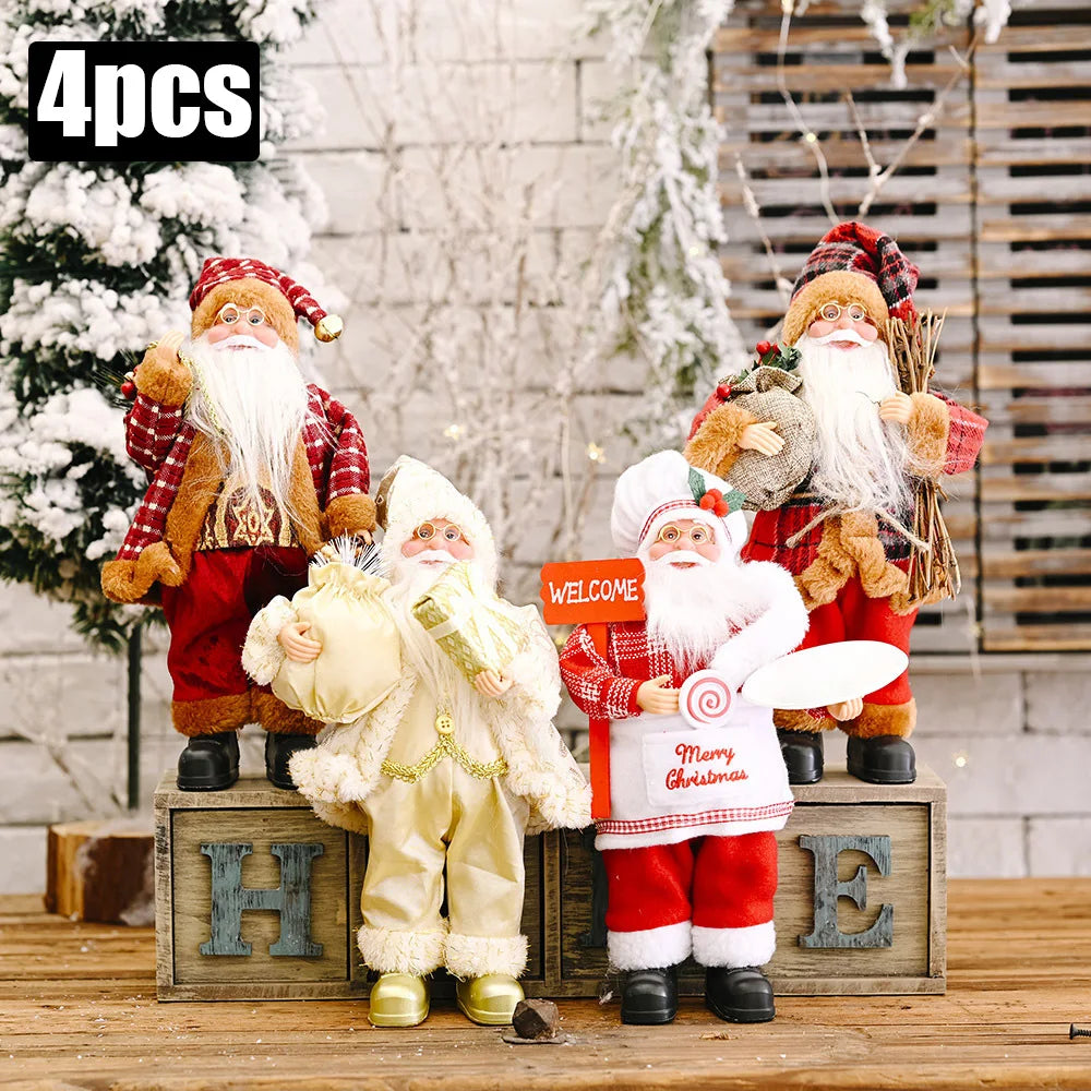1~4PCS 2025 Christmas Decoration for Home Santa Claus Doll 30cm Navidad Party Decor Xmas Ornaments New Year Gift