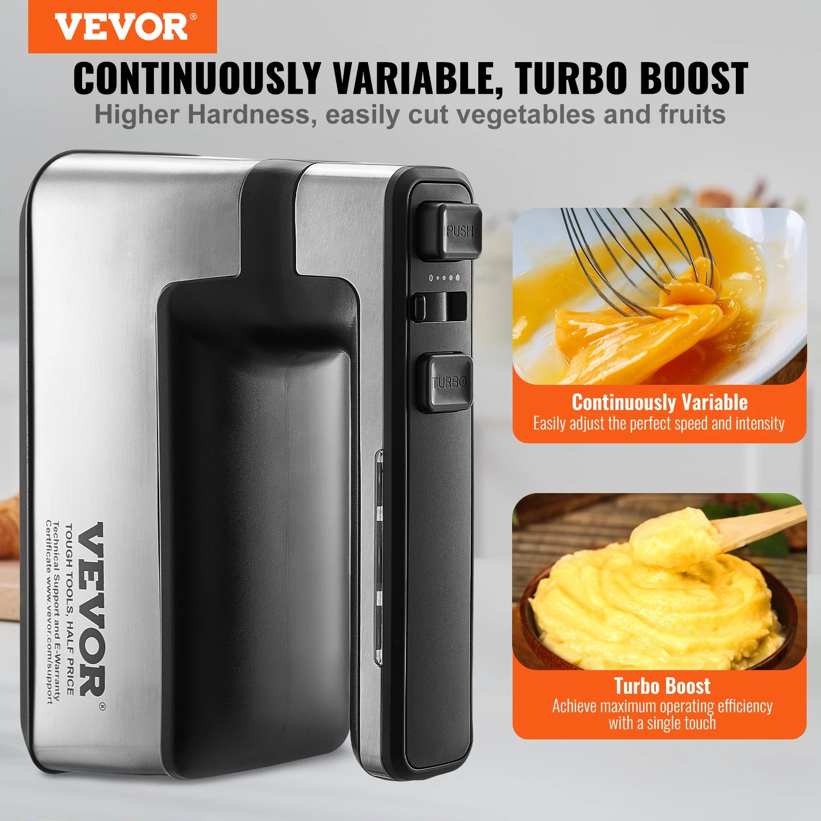 VEVOR Cordless Electric Hand Mixer Continuously Variable Electric Handheld Mixer Baking for Whipp Mixing Egg Cookie Cake Cream - You Offer