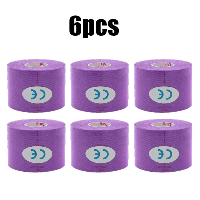 1/6pcs Breathable Cotton Kinesiology Tape Sports Elastic Roll Adhesive Muscle Bandage Knee Elbow Protector Injury Pain Care Tape
