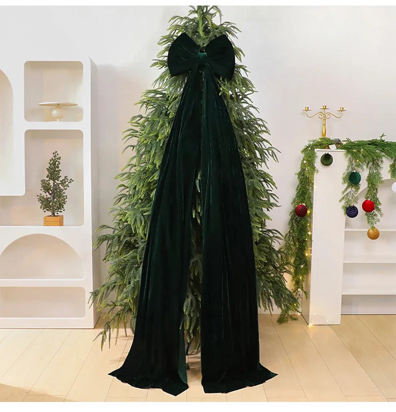 40x200cm Large Bow Themed Party Decorations Christmas Tree Topper Bow Ribbon for Christmas Wedding Party Wall Pendant Decor 1PC