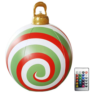 60cm Giant Inflatable Christmas Ball with Lights Remote Control Giant Luminous Inflatable Christmas Ball Outdoor Christmas Decor