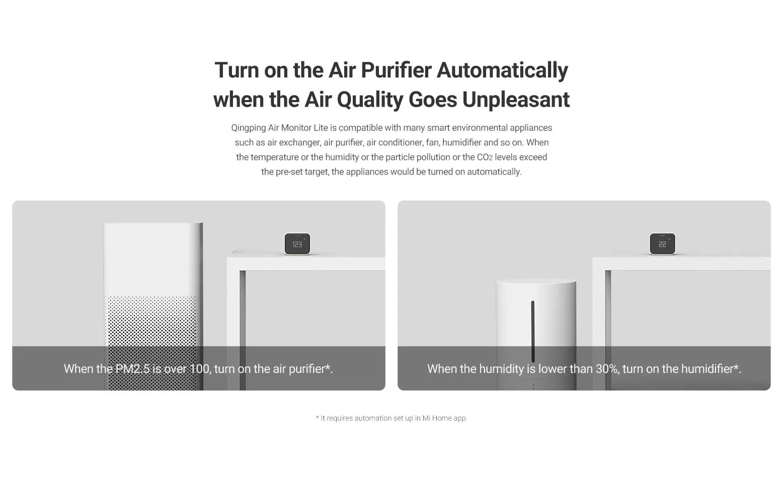 Qingping Smart Air Detector Lite CO2 PM2.5 PM10 Temperature Humidity Monitor Touch Screen Work With Mihome APP for Apple HomeKit