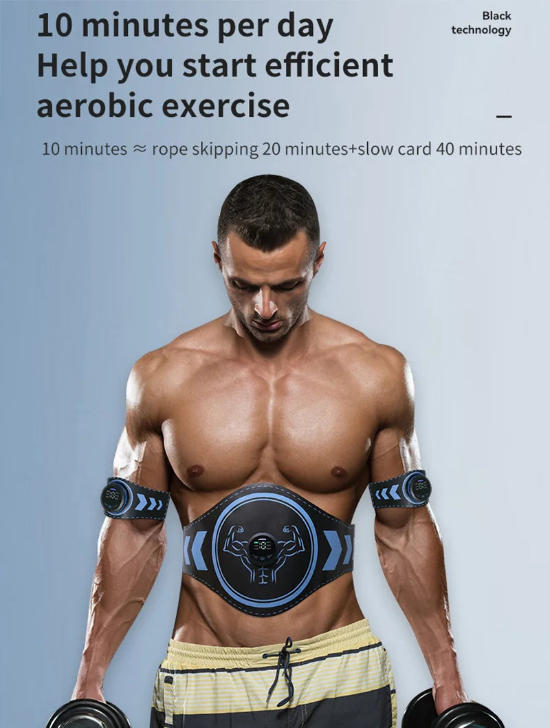 EMS Electric Abdominal Trainer Slimming Belt ABS Muscle Stimulator Fitness Toner Body Shaping Workout Waist Arm Leg Loss Weight