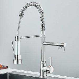 Pull Down Spring Kitchen Faucet Single Lever Hot Cold Mixer Water For Kitchen Sink Dual Spout Nozzle Faucets Crane - You Offer