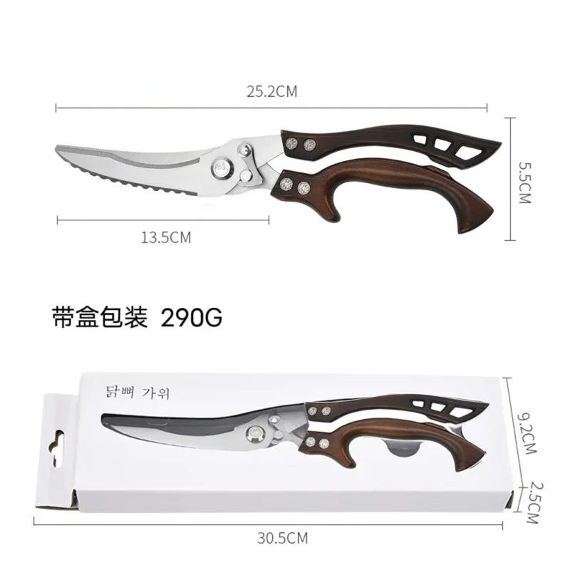 Multifunctional Stainless Steel Scissors BBQ Tongs Kitchen Tool Food Tongs Chicken Bone Tongs Outdoor Camping Utility Knife