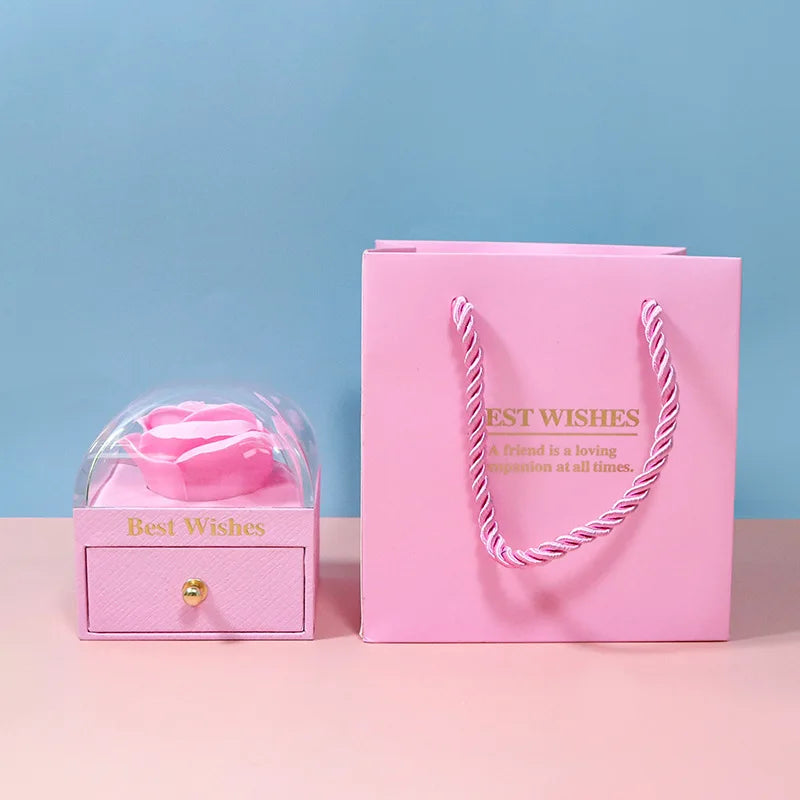 Heart Pendant Necklaces For Women With Rose Flower Gift Box Girlfriend Mother Family Birthday Fashion Romantic Surprise Gifts - You Offer